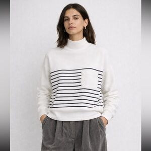 Madewell Cotton Mockneck Sweatshirt – Nautical Stripe